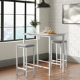 thumbnail image 2 of HOMOOI Bar Table and Chairs Set for 2, Pub Counter Height Dining Table Set, 3-Piece White Faux Marble Kitchen Table Set with 2 Backless Stools, Breakfast Nook for Small Space, Apartment, 2 of 7