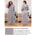 thumbnail image 5 of Robes for Women, LOFIR Full-Length Womens Robes, Soft Fleece Hooded Womens Bathrobes, Plush Long Bath Robe with Side Pocket, Winter Warm Pajamas Gift for Women (L, Light Grey), 5 of 9