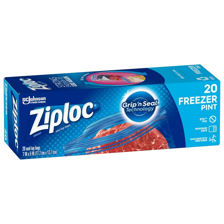 Ziploc Freezer Bag, Pint, 20-Count (Pack of 12)