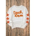thumbnail image 6 of Women's Beige Star Sleeve Glittering Touch Down Patched Pattern Sweatshirt - [ZhiHiMeRi] | (US 20-22)2XL, 6 of 6