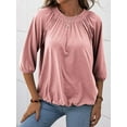 thumbnail image 3 of Sherrylily Women Crew Neck T Shirt Half Sleeve 3/4 Sleeve Casual Loose Pleated Tops, 3 of 5
