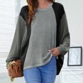 thumbnail image 4 of Moda mujer casual manga larga cuello redondo patchwork señoras tops sudaderas Fridja FKASFK2284, 4 of 6