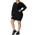 thumbnail image 4 of Agnes Orinda Women's Plus Size Sweater Dress Zipper Collar Pullover Bodycon Knit Sweater Dresses 2X Black, 4 of 5