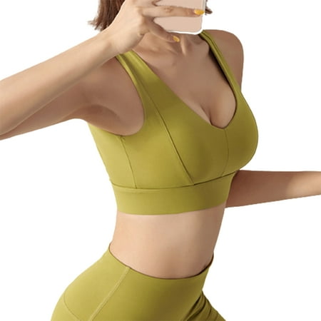 

huanledash Women Shockproof Sexy V Neck Backless Gym Sport Yoga Bra Vest Top Underwear
