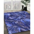 thumbnail image 3 of Ahgly Company Machine Washable Indoor Square Transitional Light Slate Blue Area Rugs, 6' Square, 3 of 7