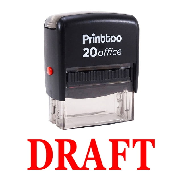 Printtoo DRAFT Self Inking Rubber Stamp Office Stationary Custom Stamp-Red
