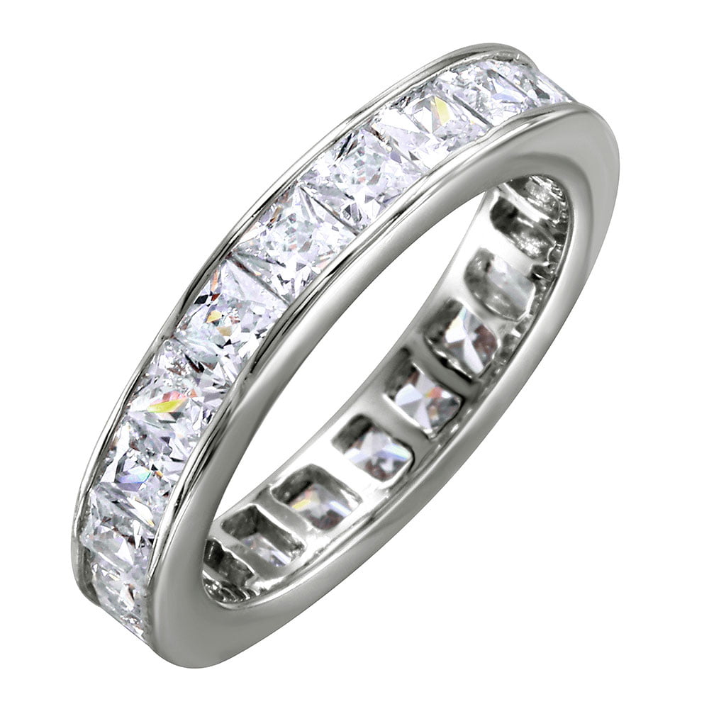 CloseoutWarehouse Set of 3 Stackable Eternity Ring Clear Cubic Zirconia Tri Color Plated Sterling Silver 925 