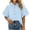 Sky Blue, variant on Aboser Womens Button Down Striped Shirts Trendy Puff Short Sleeve Tops Teacher Outfit for Women Loose Fitted Beach Vacation T Shirt Dressy Casual Blouses
