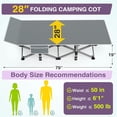 thumbnail image 6 of DKMOCO XL Folding Camping Cot with Mattress & Carry Bag, 28" x 75" 500lbs Heavy Duty Portable Sleeping Cot Bed for Adults, Home Office Guest Outdoor Camping Travel, Gray Cot Purple Gray Pad, 6 of 8