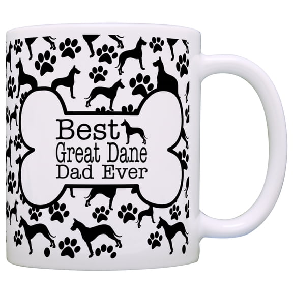 ThisWear Dog Owner Gifts Best Great Dane Dad Ever Paw Pattern 11 ounce Coffee Mug Bone Pattern