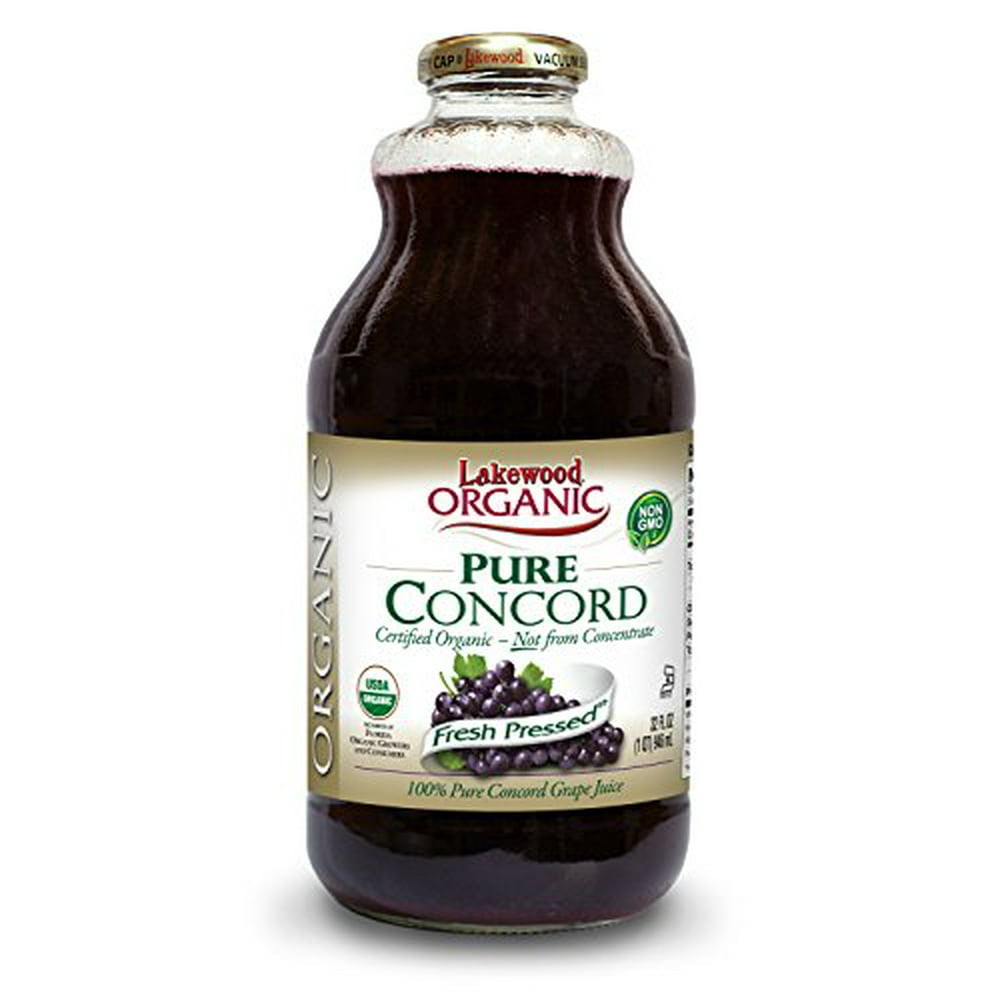 Lakewood Organic PURE Concord Grape Juice, 32Ounce Bottles (Pack of 6