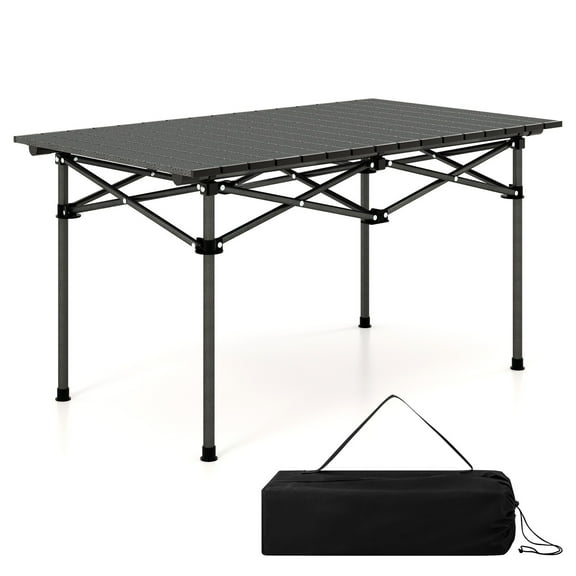 Wqmh Folding Camping Table, 38" L Roll-Up Lightweight Picnic Table with Large Aluminum Tabletop & Carrying Bag, Portable Outdoor Folding Table for Hiking, Backpacking & Fishing