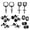 Black-8 Pairs, variant on 8-9 Pairs Stainless Steel Stud Earrings Black Punk Cross Earring Helix Piercings-Silver-8 Pairs