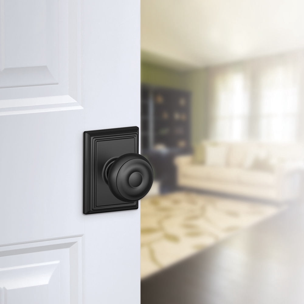 Schlage F10GEO622ADD Addison Collection Georgian Passage Knob, Matte Black