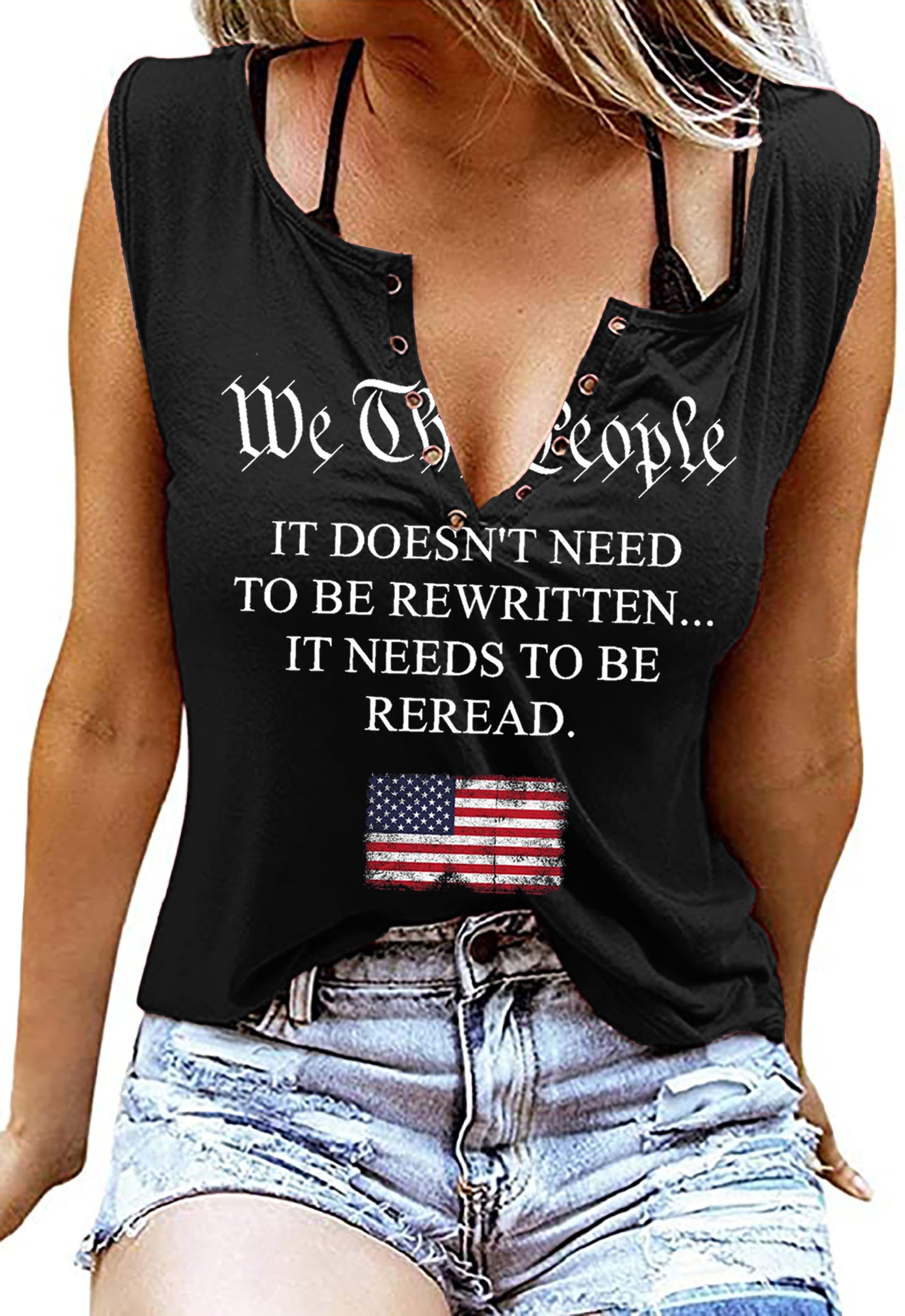 LAZYCHILD American Flag Tank Tops for Women 4th of July Shirts