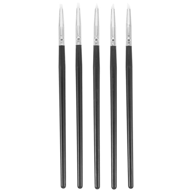 Kit de 5 pinceles de silicona para esculpir uñas, con cabezal para pintar y dar forma a efectos 3D (negro)