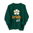 thumbnail image 3 of St Patricks Day Sweatshirt Girls Kids 100% Cotton Crewneck Long Sleeve Top with Distressed Shamrock Print, Green Holiday Irish Theme,Size 13-14T, 3 of 3