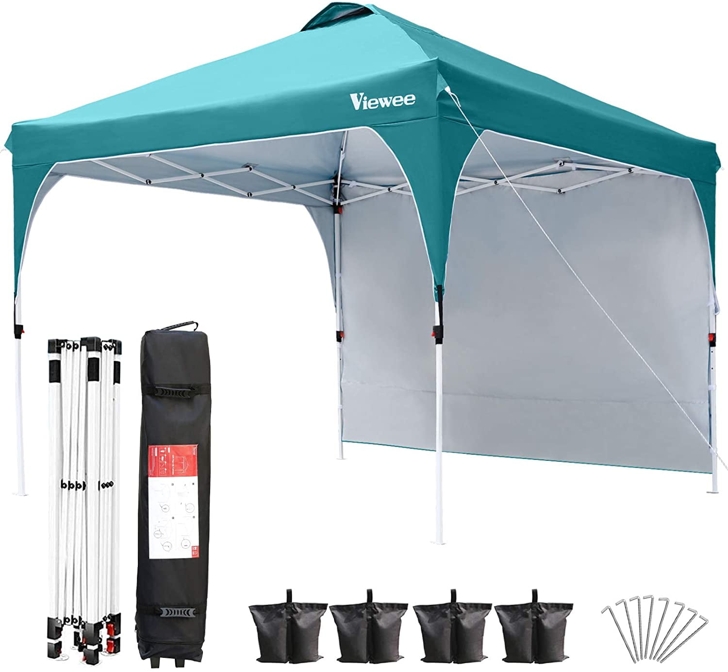 Viewee Canopy Tent with Side Wall 10 ft AntiUV, Popup Canopy