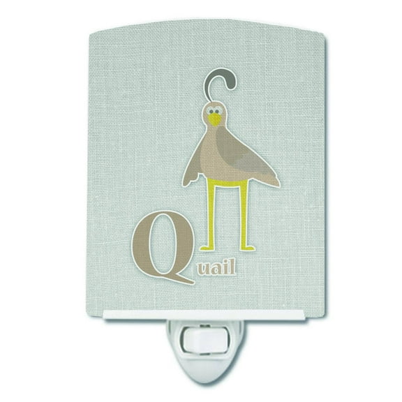 Caroline's Treasures BB5742CNL Alphabet Q for Quail Ceramic Night Light, 6x4x3", multicolor