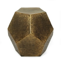 GDF Studio Lippert Modern Glam Handcrafted Aluminum Pentagonal Accent Table, Antique Gold