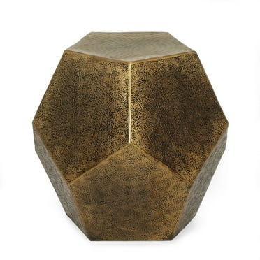 Noble House Fritsche Pentagonal Aluminum Accent Table, Gold