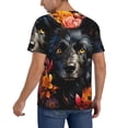 thumbnail image 2 of Uemuo Colorful Floral Black Dog Print Mens Polo Shirts Baseball T-shirt Performance Short Sleeve Golf Shirt Moisture Wicking Athletic Casual Collared T-Shirt-Large, 2 of 7