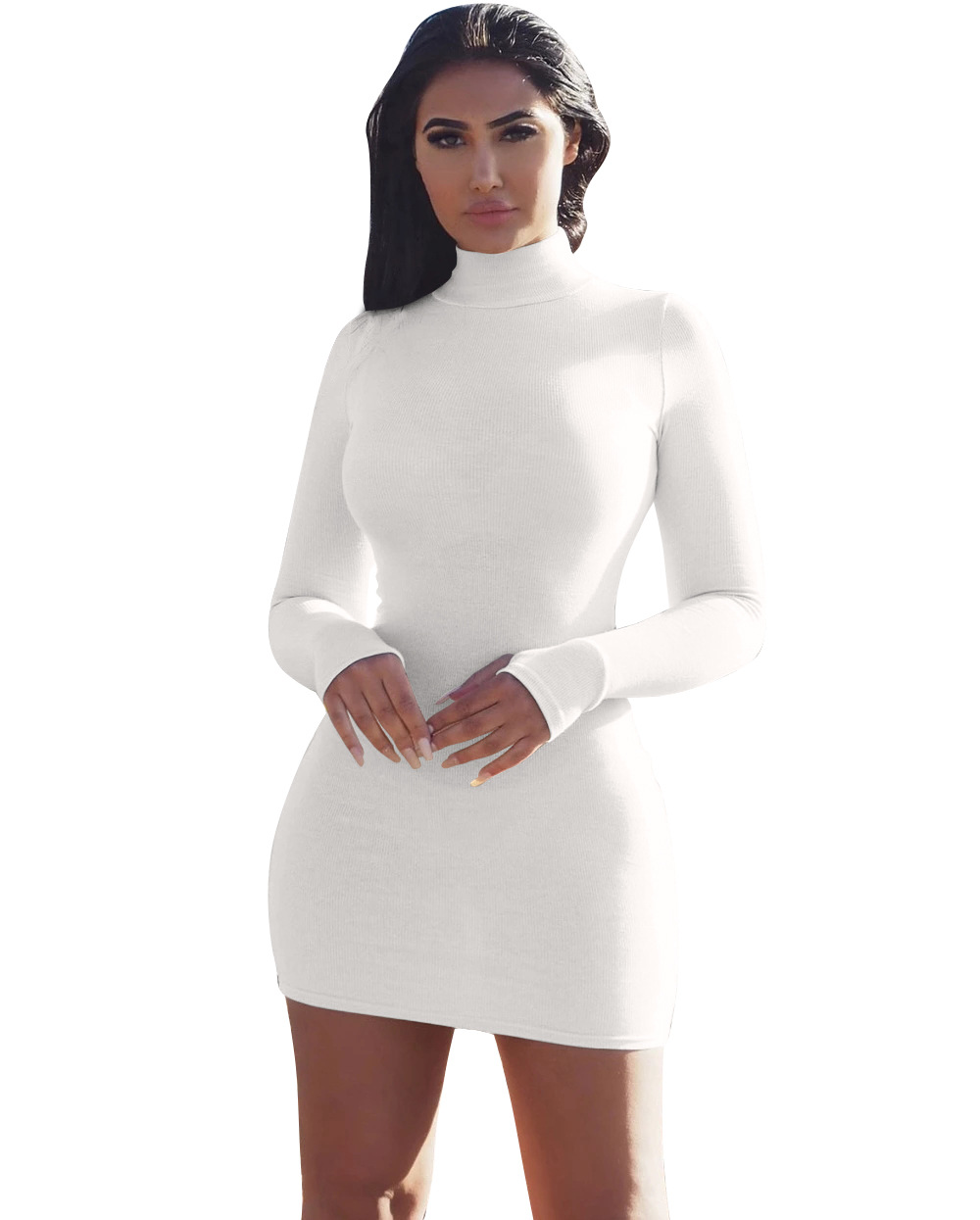 Women's Plain Long-Sleeved Turtleneck 
