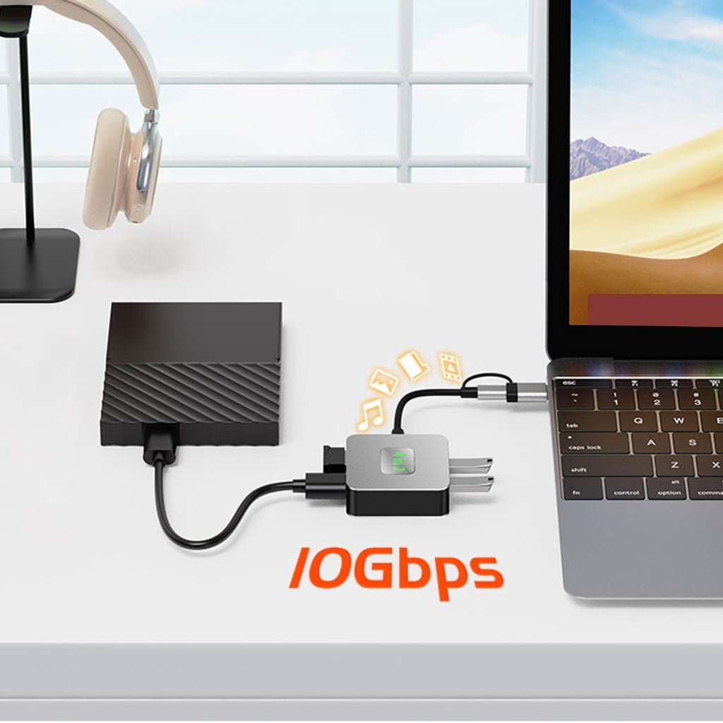USB C Hubs Type C to 2 USB3.0 + 2 Type C Port Adapter for Laptop Desktop Phone