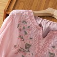 thumbnail image 6 of Perfectbot Women's Linen Blend Blouse 3/4 Sleeve Notch Neck Boho Floral Embroidery Loose Top for Vacation Work, 6 of 8