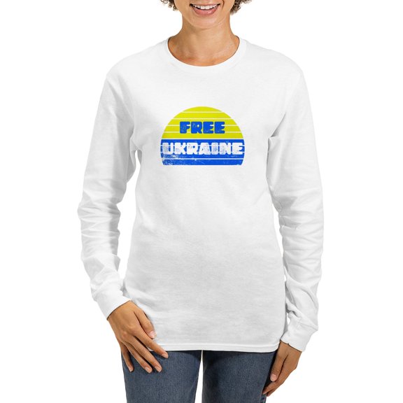 CafePress - Free Ukraine Women's Long Sleeve T Shirt - Women's Long Sleeve Graphic Casual T-Shirt