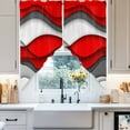 thumbnail image 4 of Abstract Geometric Swag Curtain Valance for Windows, Red Gray Gradient Waves Contemporary Window Treatments Short Swag Topper for Kitchen Windows Bathroom Bedroom, 36"x63", 4 of 8