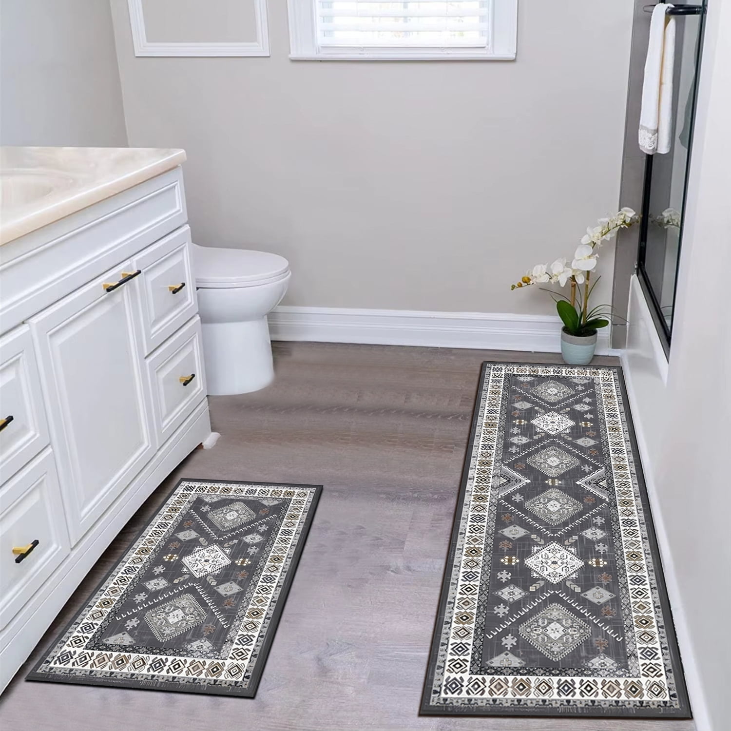 TECHVIDA Kitchen Rugs 2 Piece,Kitchen Mats for Floor,Washable Non Slip Kitchen Runner Rug,Farmhouse Hallway Doormat for Holiday Home Decor