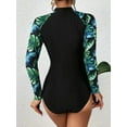 thumbnail image 4 of Anwell Womens Zipper One Piece Swimsuit High Cut Rash Guard Long Sleeve Swimwear UPF 50+, 4 of 6