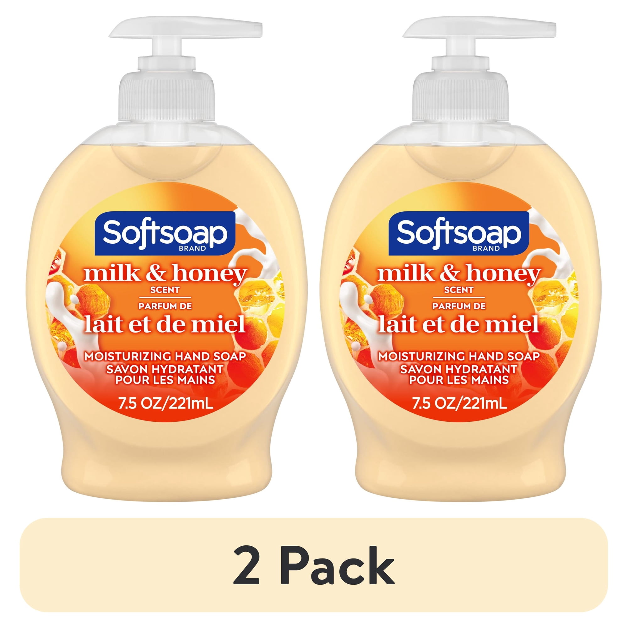 (2 pack) Softsoap Liquid Hand Soap, Kitchen and Bathroom Hand Soap, Milk and Honey, 7.5 Fluid Ounce