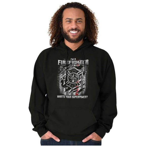 Firefighter Whats Your Superpower Men's Big & Tall Graphic Hoodie Brisco Brands 2X