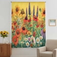 thumbnail image 3 of Vintage Sunflowers Botanical Sheer Curtains 54 Inches Long, Colorful Floral Daisy Light Filering Curtains, Breathable Simi Curtain Privacy Drapes for Kitchen Bathroom Small Window Treatment, 3 of 9
