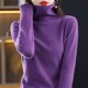 thumbnail image 1 of Suéter de lana, suéter de cuello alto para mujer, suéter suelto con cuello de pila, otoño e invierno, camisa cálida de fondo, top corto, 1 of 5
