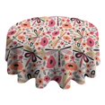 thumbnail image 4 of Pioneer Flower Floral Print Pattern Round Tablecloth 60"x60",Wrinkle Wipeable Table Cloth for Kitchen Dining Room Picnic Patio Party, 4 of 6