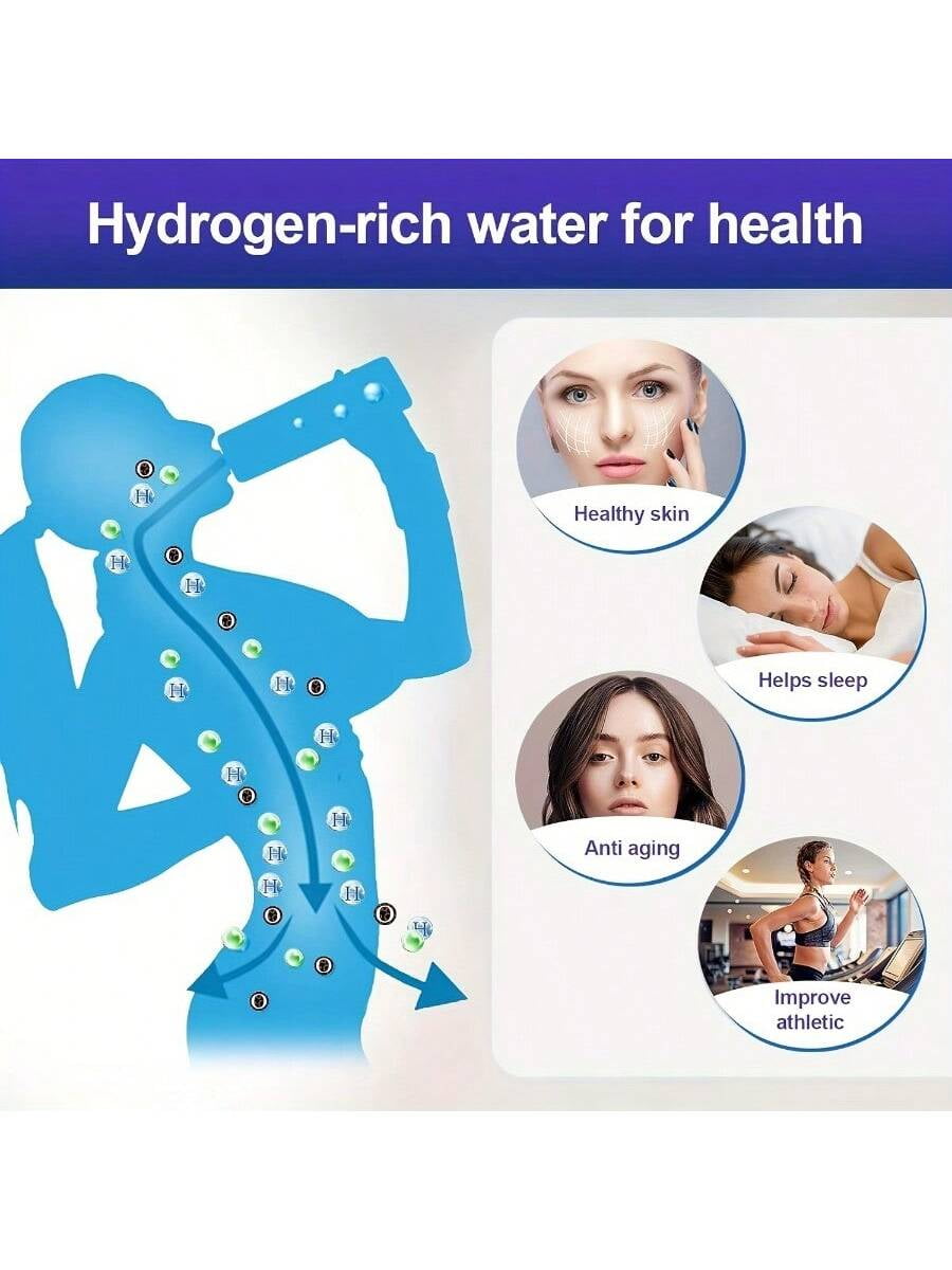 2026 New Hydrogen Water Bottle, 3-Min Rapid Electrolysis, PEM Technology Water Ionizer, Portable Hydrogen Water Generator For Office, Daily Drinking, Travel Exercise Home And Gifts (Silver