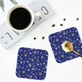 thumbnail image 3 of Bingfone Vintage Golden Snowflakes Royal Blue Leather Drinks Coasters with Set of 6,Suitable for Home Kitchen,Coffee Cup Coasters Home Gift, 3 of 7