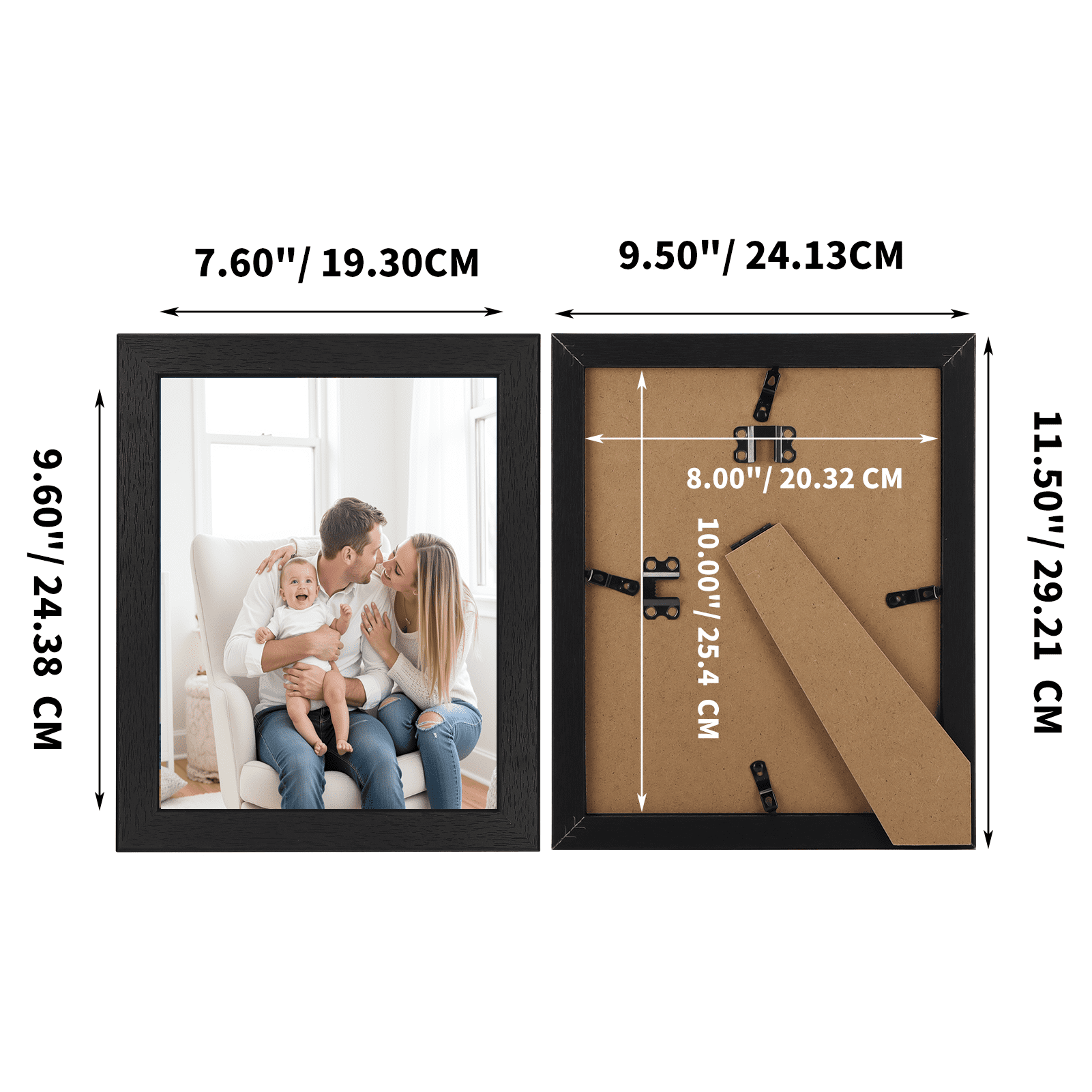 8x10 Picture Frames Set of 7, Black Wood Gallery Photo Frame 8 by 10 for Wall and Tabletop Display