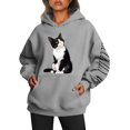 thumbnail image 1 of WEAIXIMIUNG Robe Sweat Femme Manches Courtes Imprimé Chat et Chien Décontracté à Capuche pour Détente, 1 of 5