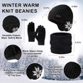 thumbnail image 2 of LOOIKOOS Winter Knit Beanie Hat Neck Warmer Scarf and Touch Screen Gloves Set Warm and thick(Black), 2 of 5