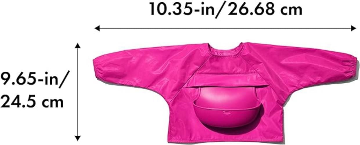 OXO Tot - Bavoir à manches roulées - Pour jouer ou les repas - Bébé et tout-petit à partir de 9 mois - Rose