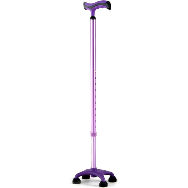 Bastón 4 Apoyos Base Plástica Reforzada Corta (6 Colores) (MORADO) | Altura 63-97cm
