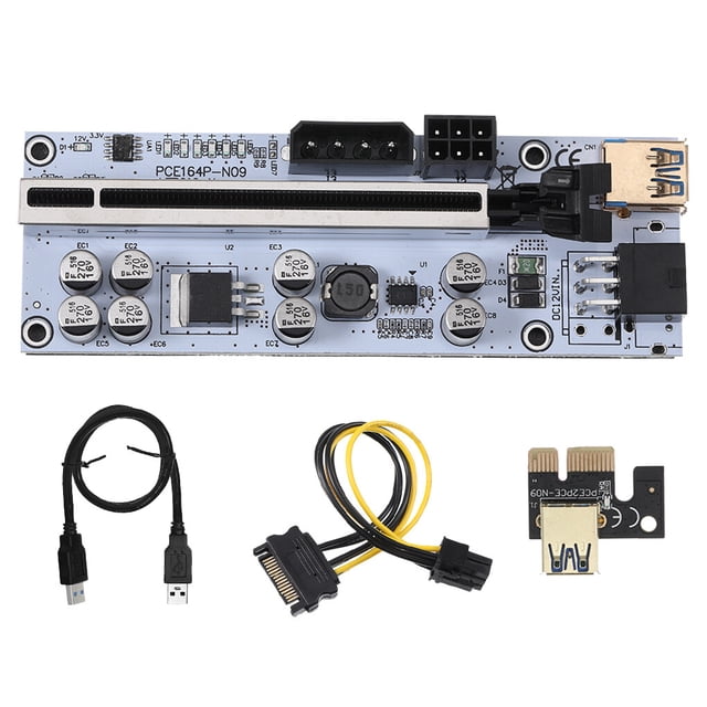 stanreset PCI-E 1x to 16x Adapter Expansion Board 8 Capacitor 6pin Power Port PCI- Extender Mining Computer Accessories Black 1Set