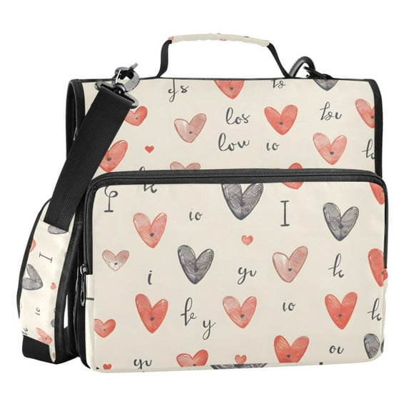 ALAZA Zipper Binder Love Heart 3 Ring Trapper Keeper File Folder Organizer Bag
