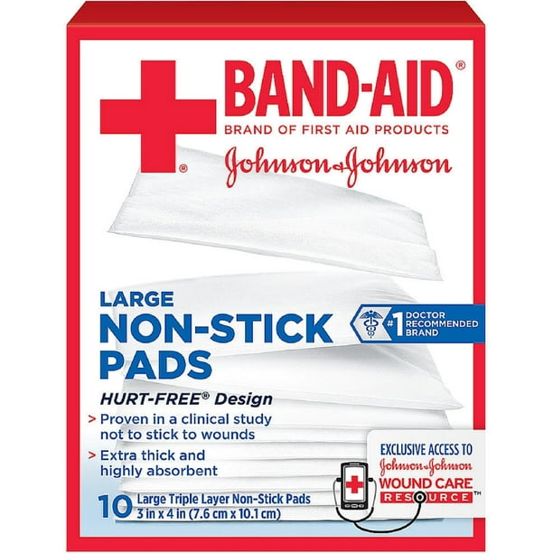 BANDAID First Aid NonStick Pads, Large, 3 in x 4 in, 10 ea (Pack of 6