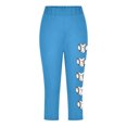 thumbnail image 4 of Juslio Girls Pants Kids Girls Fashion Baesball Print Summer Leisure Yoga Leggings Sports Cropped（Sky Blue Capris， 8 Years）, 4 of 4