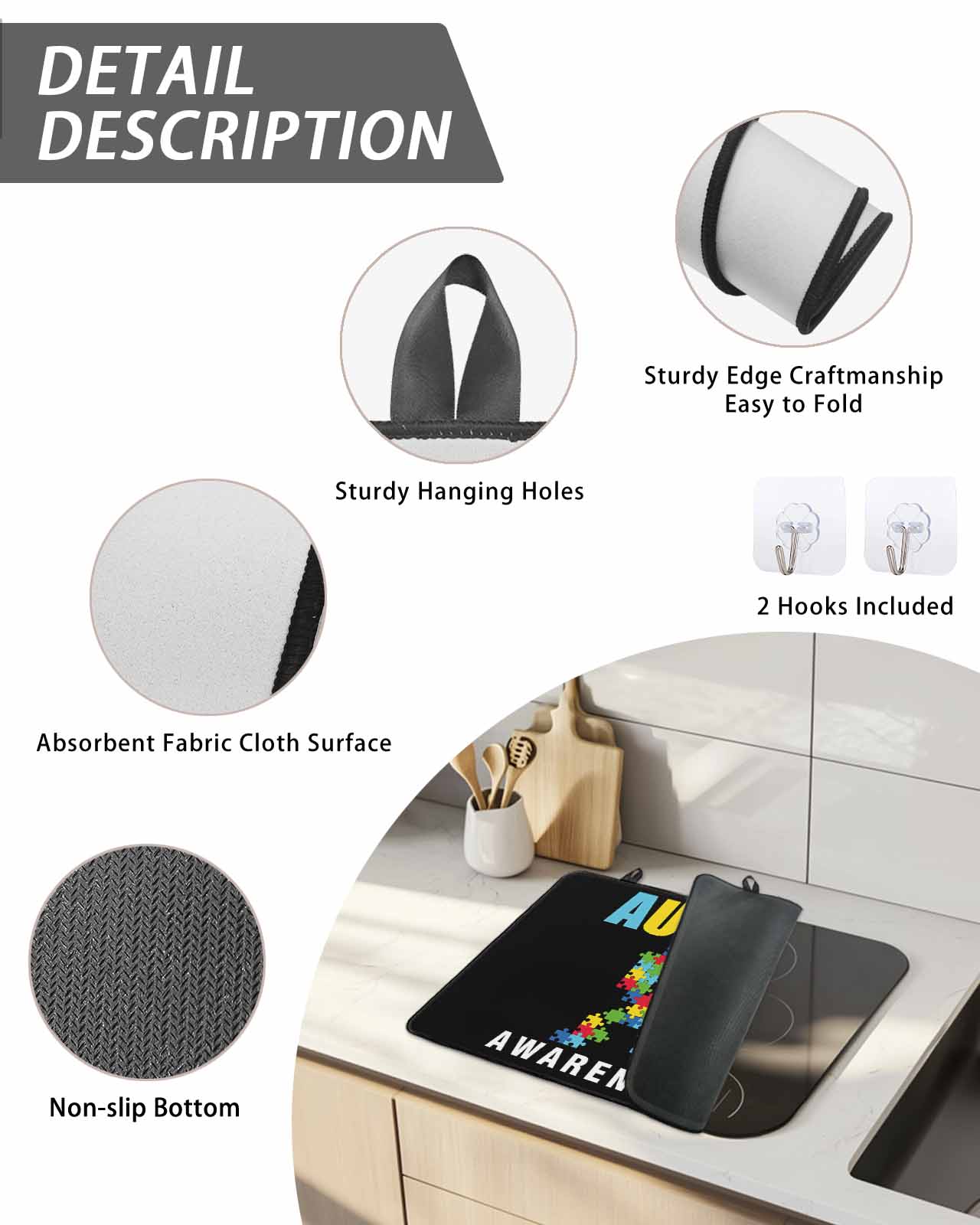 Stove Top Covers for Electric Stove, Cartoon Autism Glass Stovetop Cover Protector, Abstract Awareness Colorful Blocks Modern Induction Cooktop Protector Oven Mat for Kitchen Countertop 24"x21"